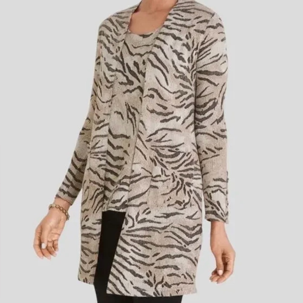 Chicos Animal Print Cardigan
